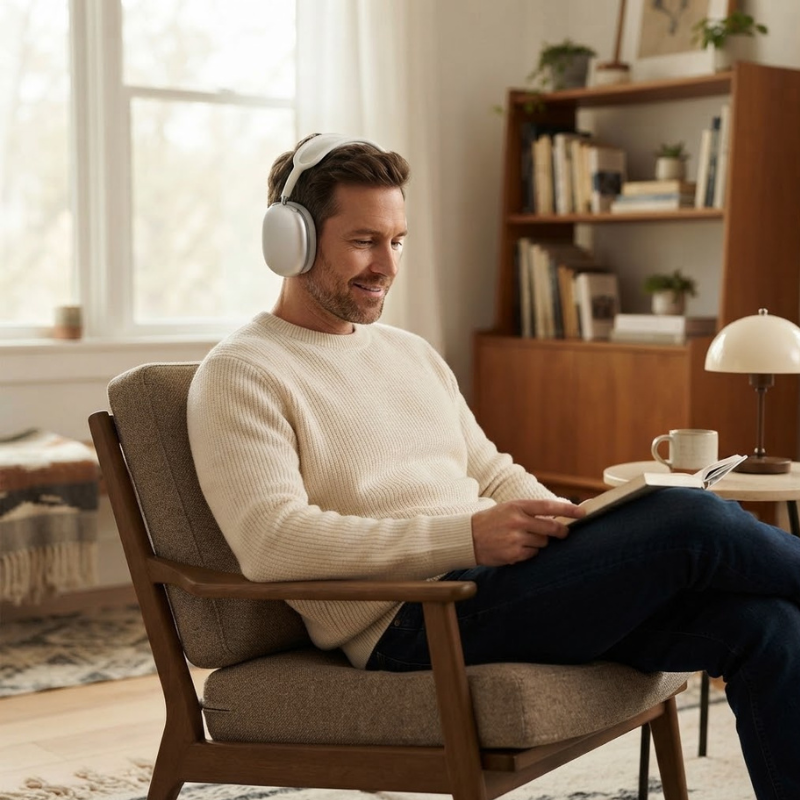 Audiozen - Kabellose Over-Ear-Kopfhörer mit Mesh-Kopfbügel und strukturierten Ohrmuscheln