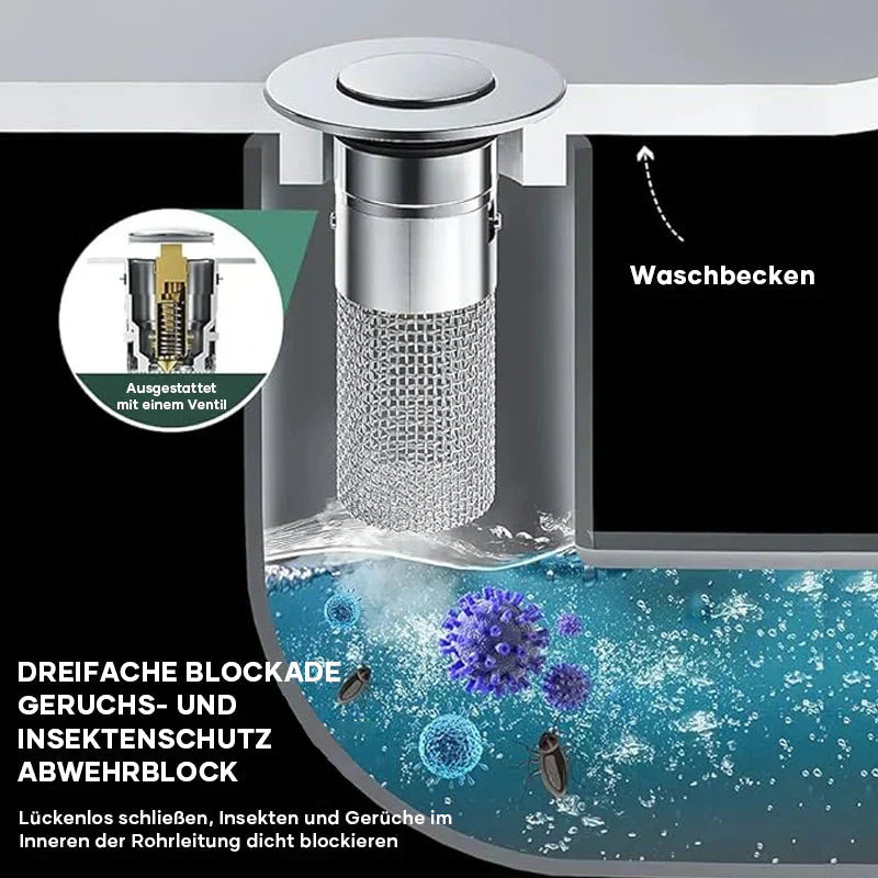 Abflussfilter Edelstahl mit Haarfänger & Geruchsverschluss