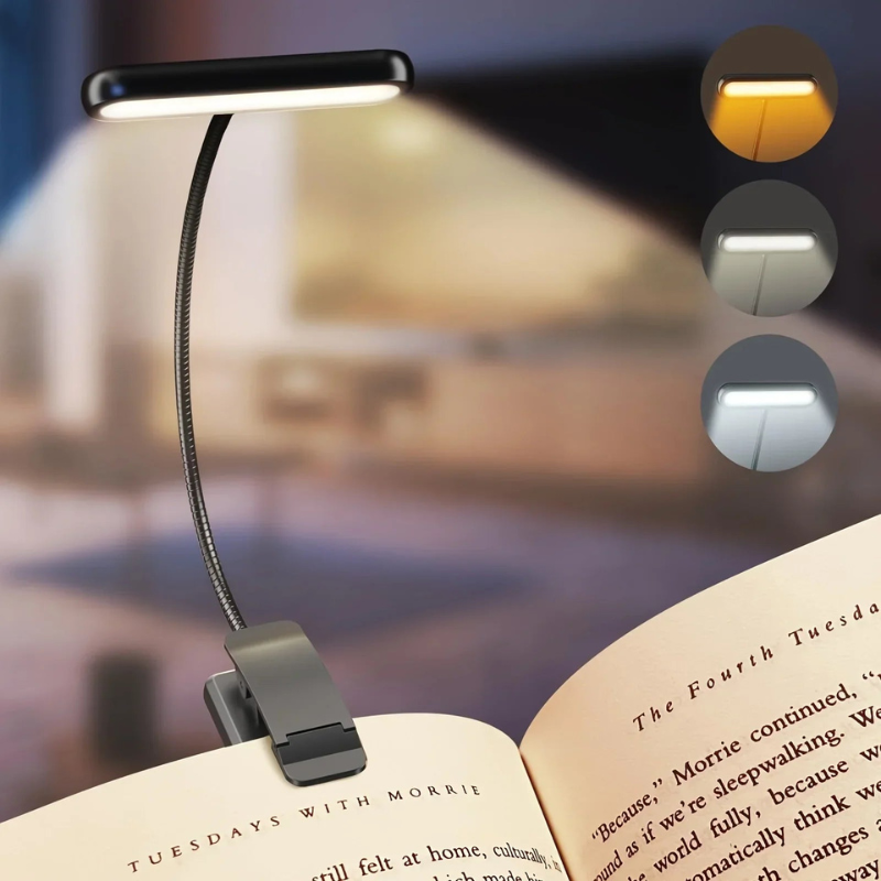 LED Leselampe USB wiederaufladbar mit Clip & Flexarm