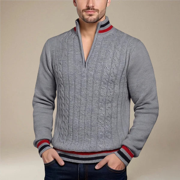 Maes – Slim-Fit Pullover mit Stehkragen und Reißverschluss