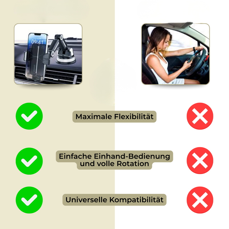 Auto Handyhalterung mit starker Saugnapf-Haftung und 360° Rotation
