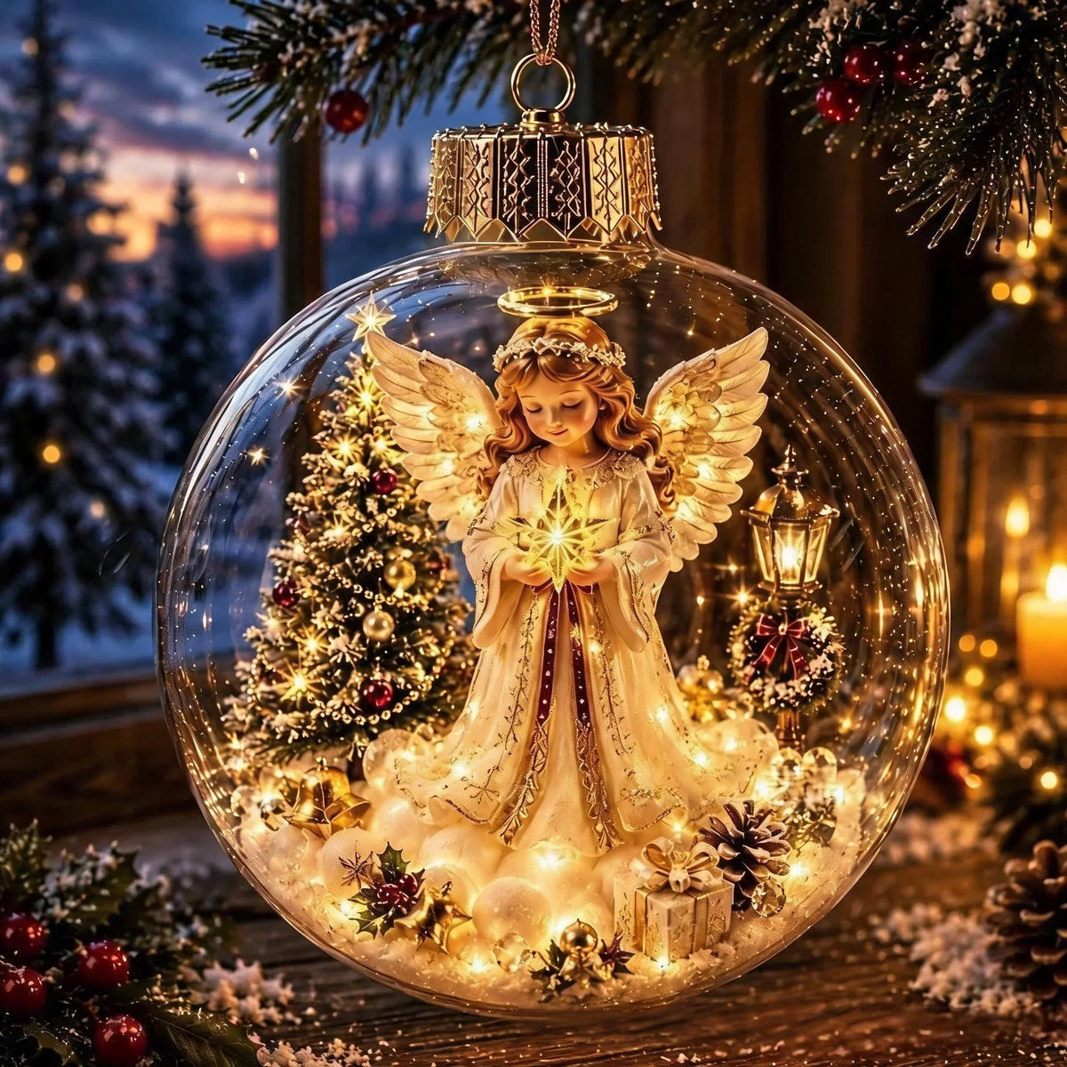 Noelglass - Beleuchteter Weihnachtsanhänger mit Miniatur-Winterszene
