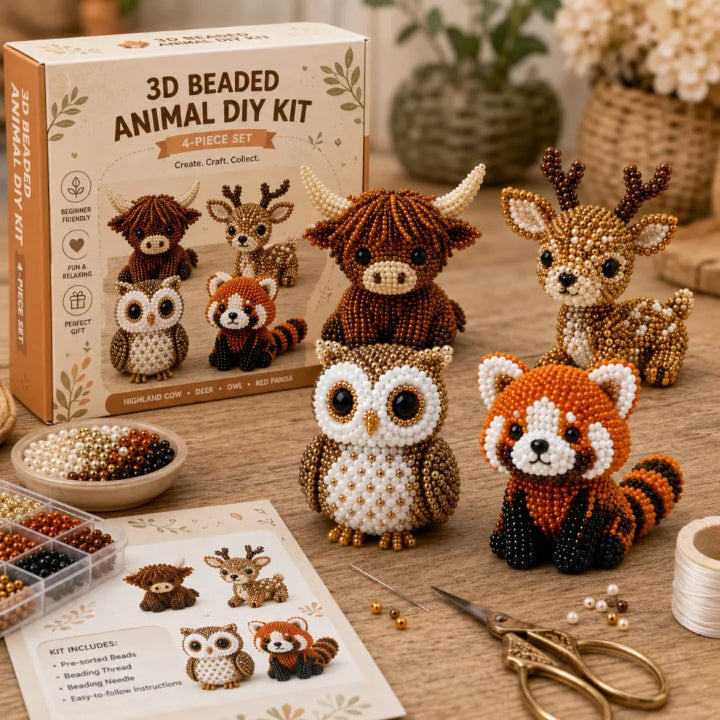 Beadbeast - 3D-Bastelset für Tiere mit Perlen und Anleitung