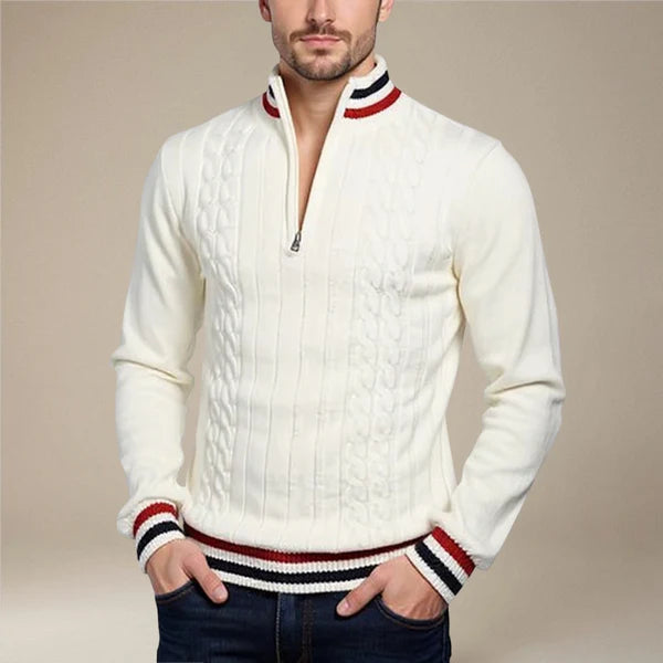 Maes – Slim-Fit Pullover mit Stehkragen und Reißverschluss