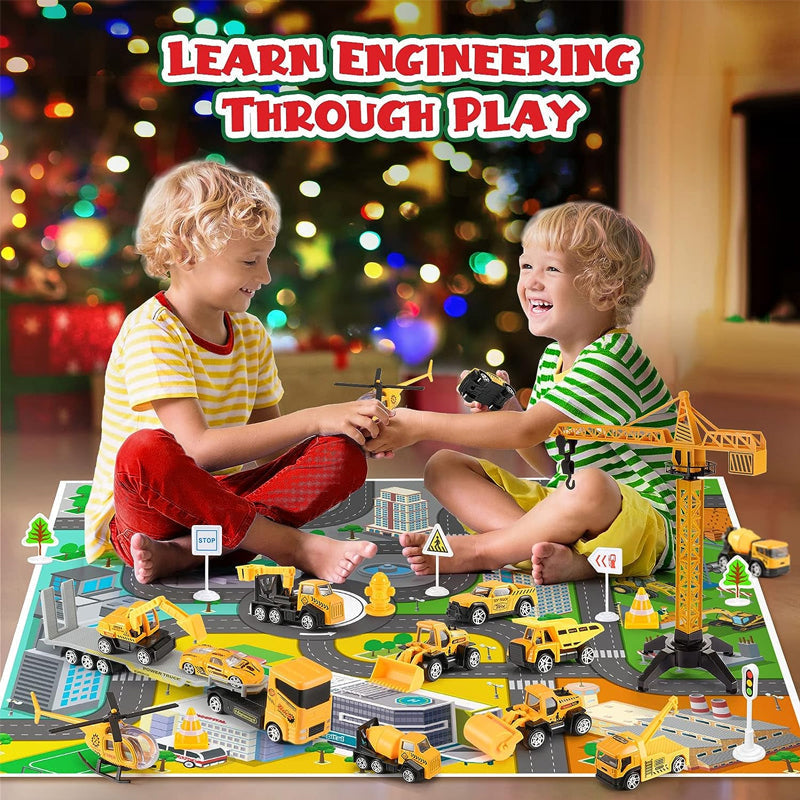 Buildvent - Adventskalender mit Baufahrzeugen und Spielbrett