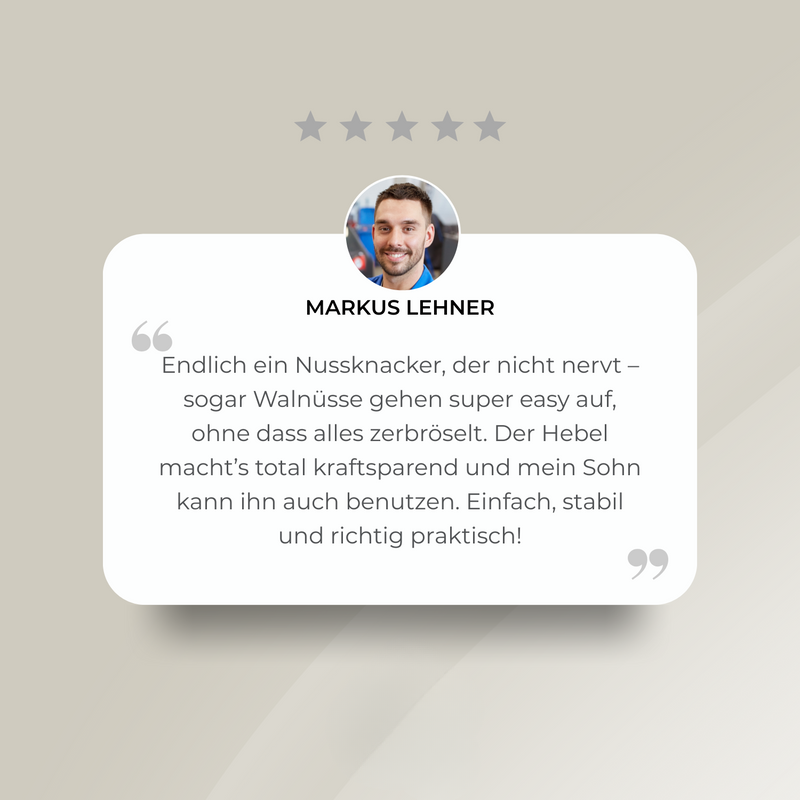 Nussknacker mit Hebelmechanismus für müheloses Öffnen harter Nussschalen | 1+1 GRATIS