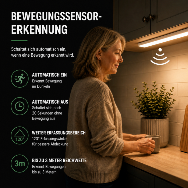 Cabinlux - LED-Unterbauleuchte mit Bewegungsmelder und Magnetbefestigung