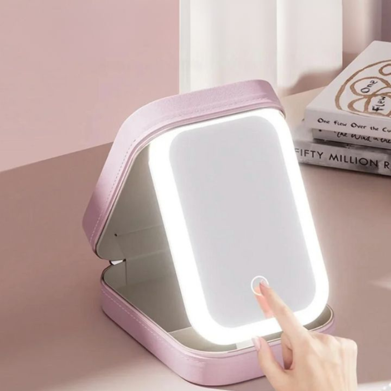 Kosmetikkoffer mit LED-Spiegel & Organizer