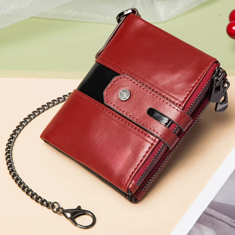 Karl – Geldbörse mit Kettenriemen und Doppelreißverschlussfach