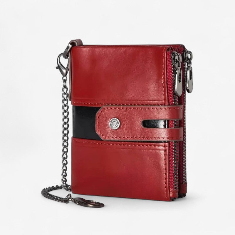 Karl – Geldbörse mit Kettenriemen und Doppelreißverschlussfach