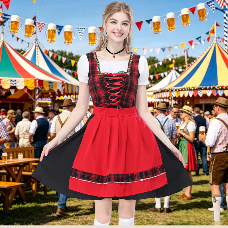 Apronvale - Dirndl für Damen mit Kariertes Mieder