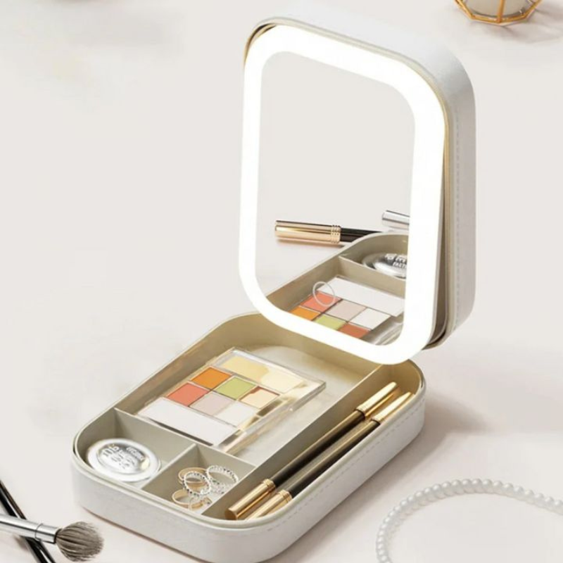 Kosmetikkoffer mit LED-Spiegel & Organizer