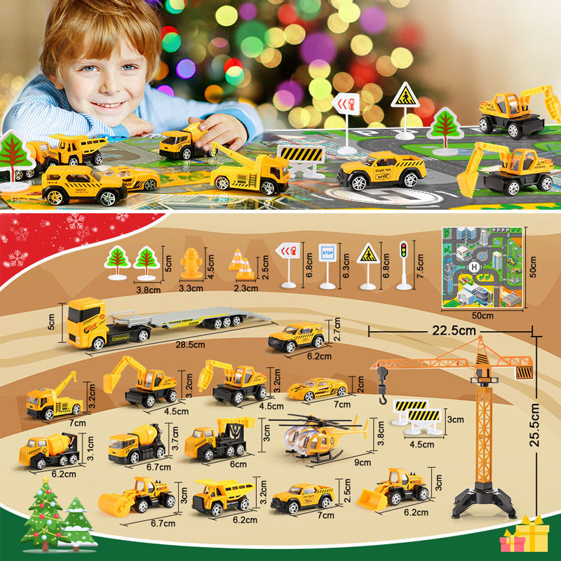 Buildvent - Adventskalender mit Baufahrzeugen und Spielbrett