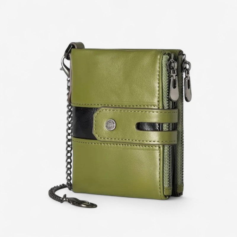 Karl – Geldbörse mit Kettenriemen und Doppelreißverschlussfach