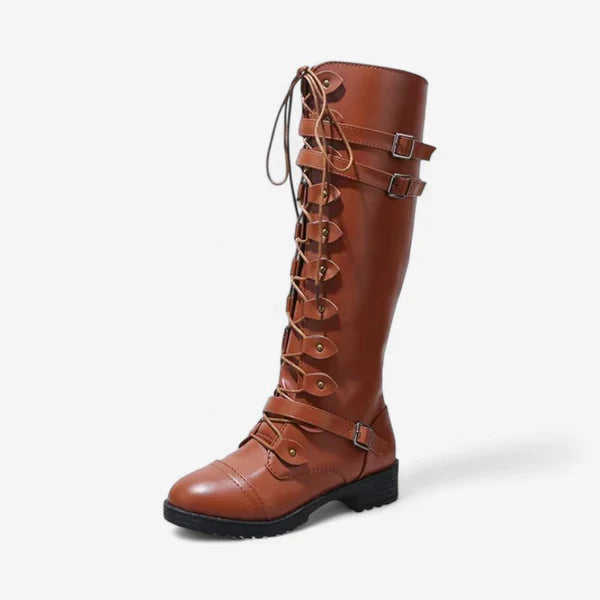 Elise – Knielange Stiefel mit verstellbarer Schnalle und rutschfester Sohle