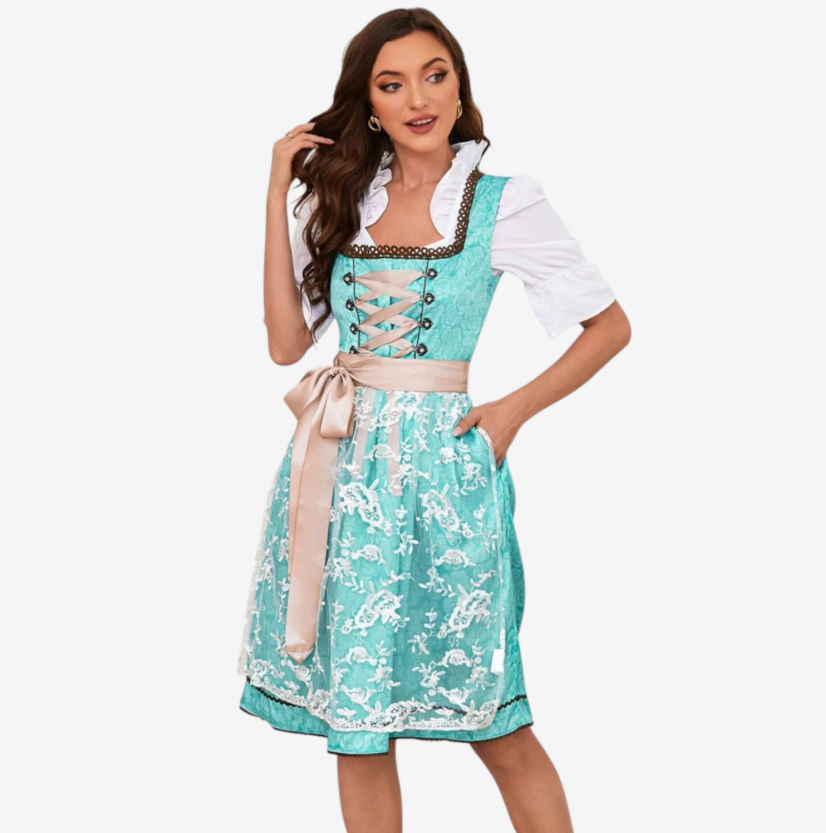 Trachtena - Damen-Dirndl mit passender Schürze und klassischem Schnürdesign