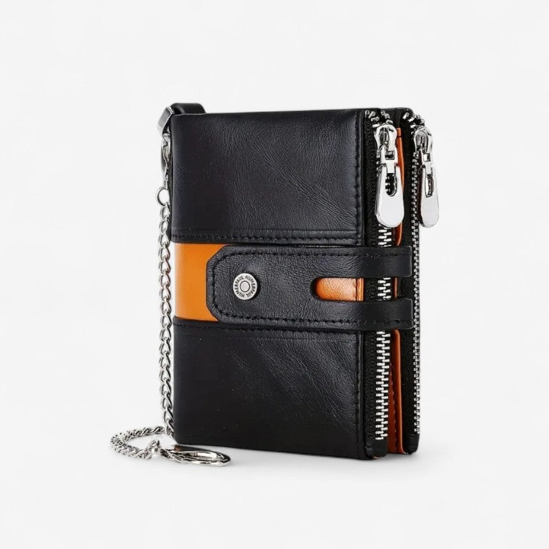 Karl – Geldbörse mit Kettenriemen und Doppelreißverschlussfach