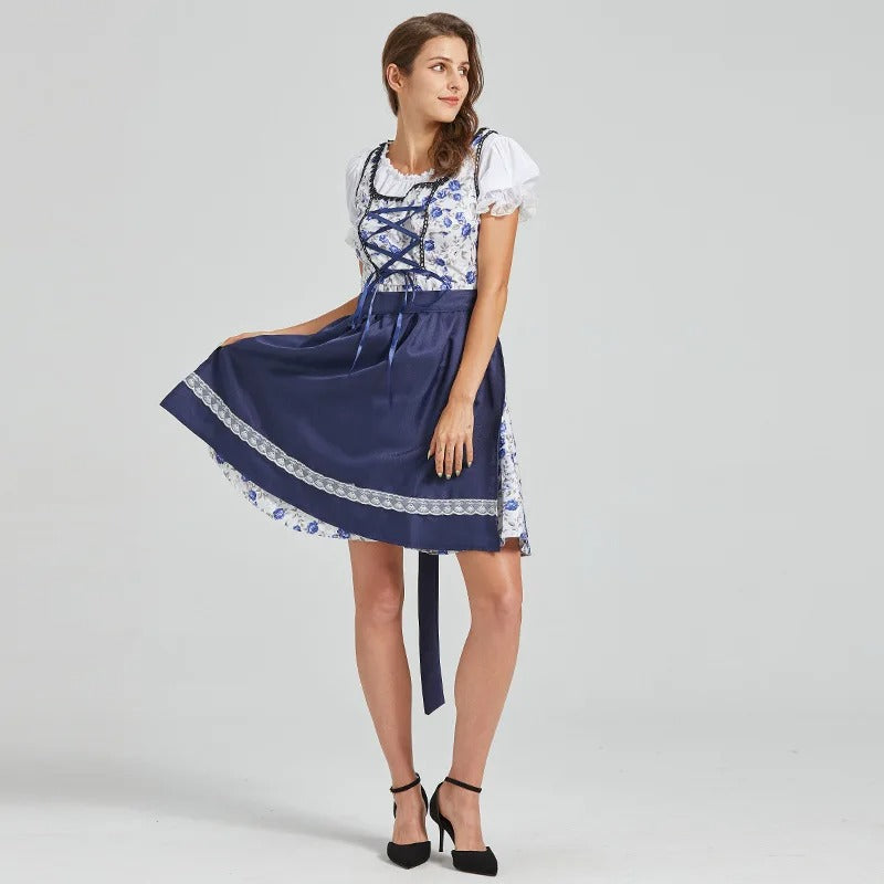 Blumella - Damen-Oktoberfestkleid mit Blumenmuster und Schürze
