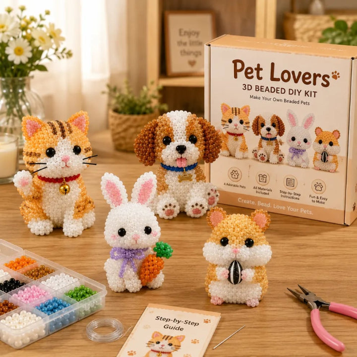 Beadbeast - 3D-Bastelset für Tiere mit Perlen und Anleitung