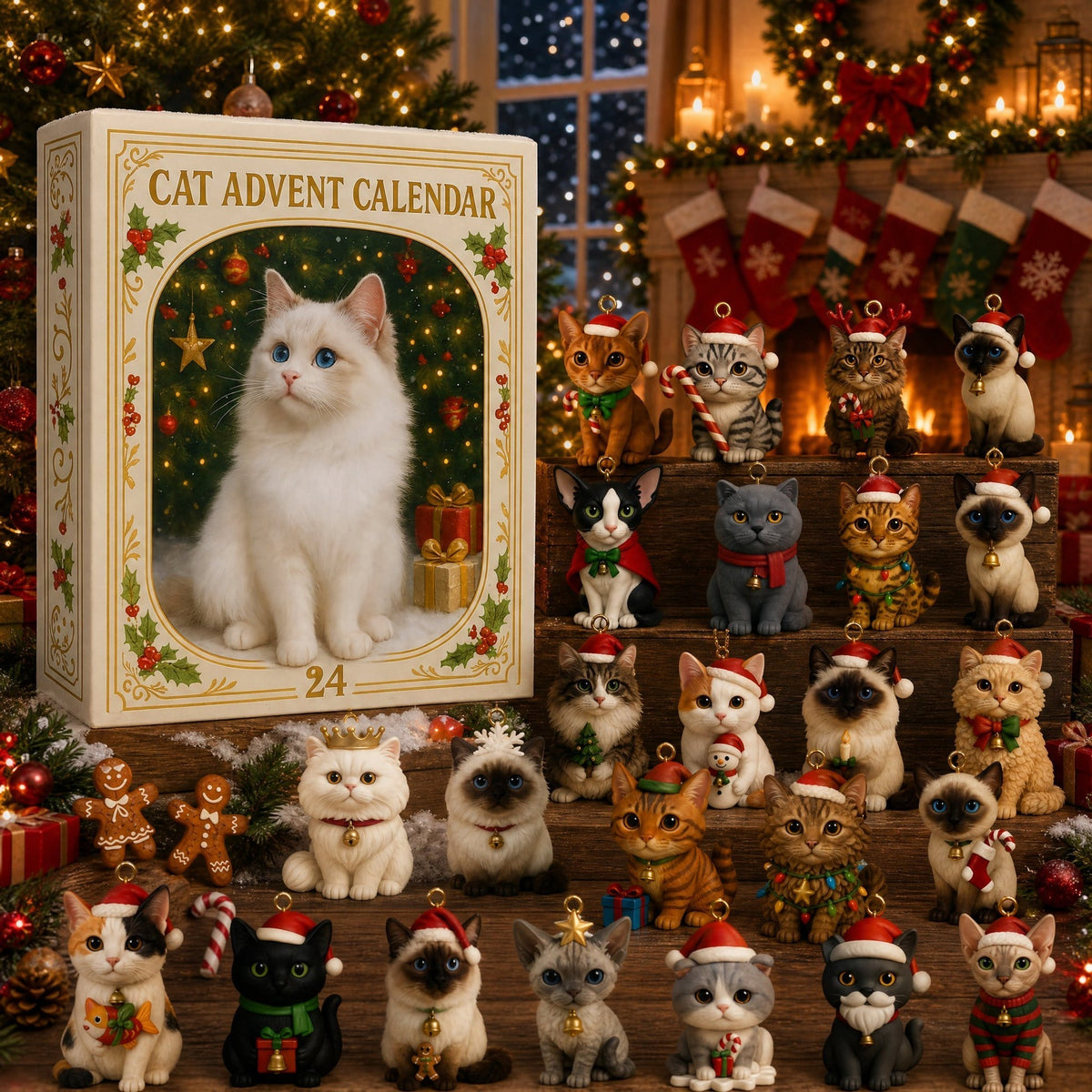Catvent - Adventskalender mit Katzenmotiv und 24 Türchen