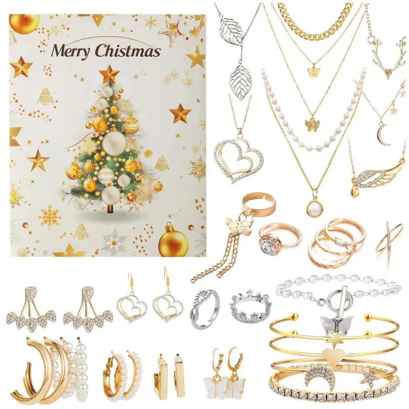 Schmuck-Adventskalender mit Halsketten und Ringen für Mädchen