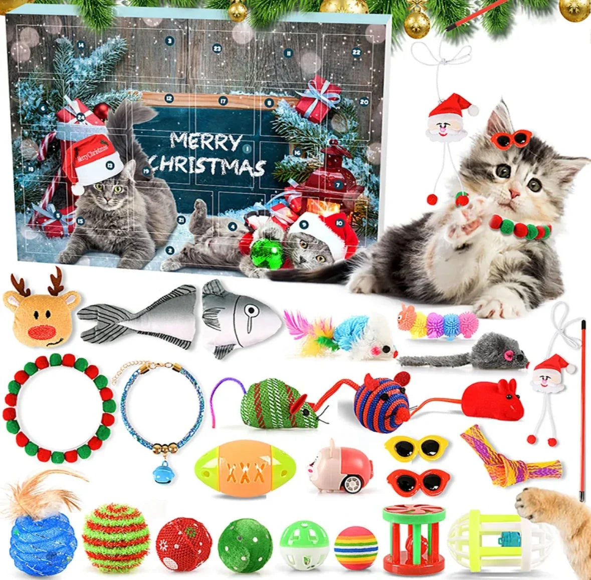 Yulepaws - Adventskalender für Haustiere mit 24 Spielzeugen