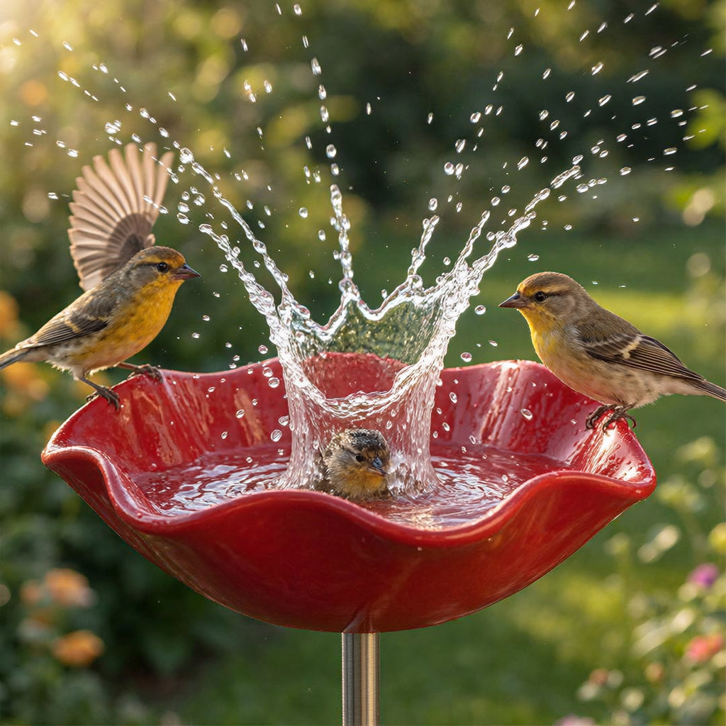 Petalbath - Vogelbad mit Klatschmohn-Design für den Garten