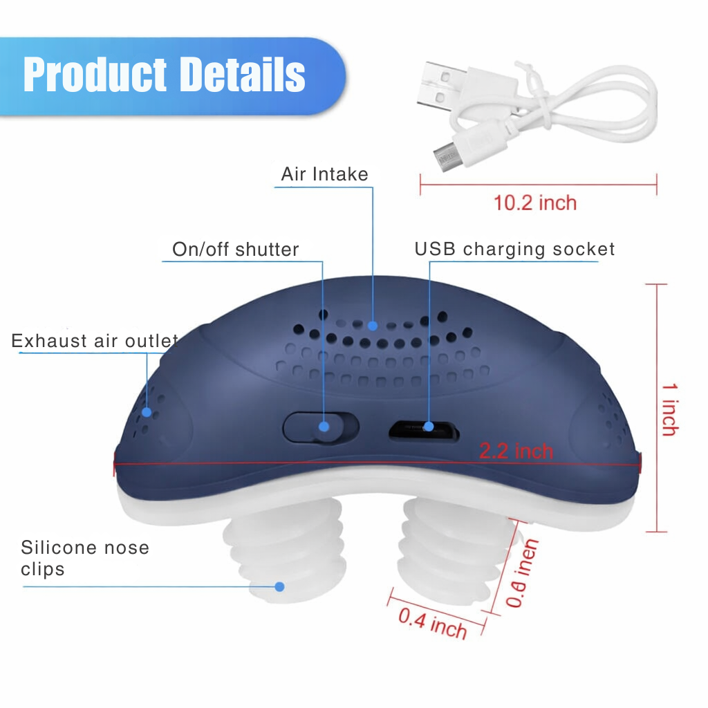 Anti-Schnarch Nasengerät mit Luftstrom | Kompakte Atemhilfe ohne Maske | USB-aufladbar | MicroBreath