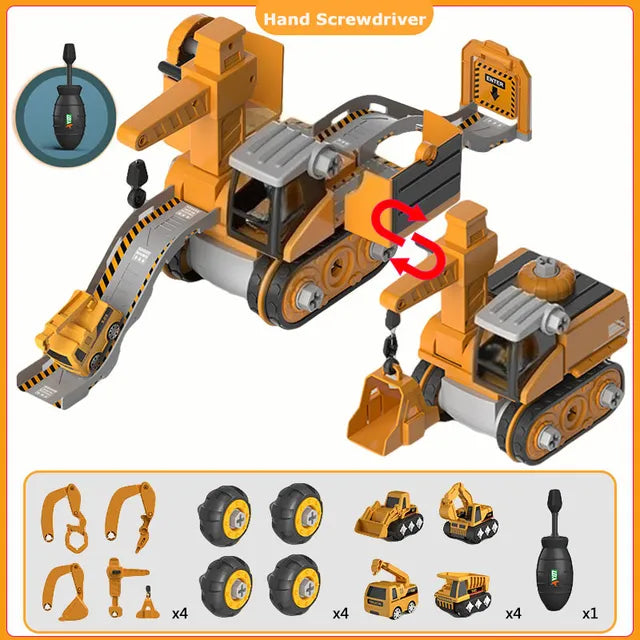 Buildora - Baufahrzeug-Spielset zum Schrauben mit Figur