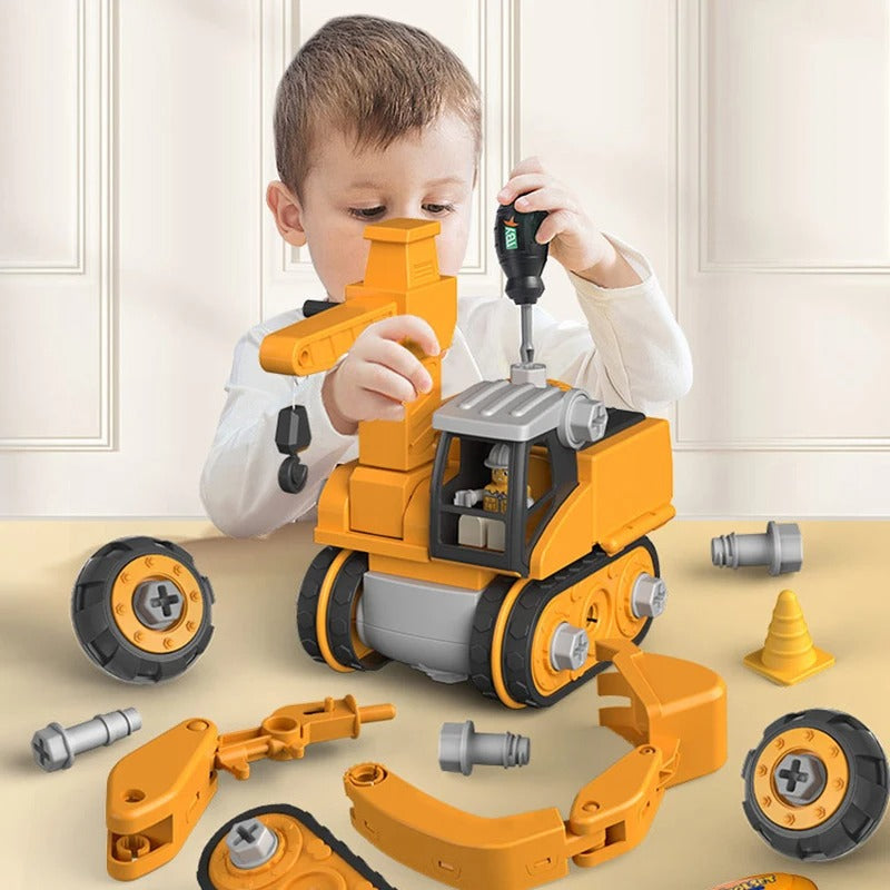 Buildora - Baufahrzeug-Spielset zum Schrauben mit Figur