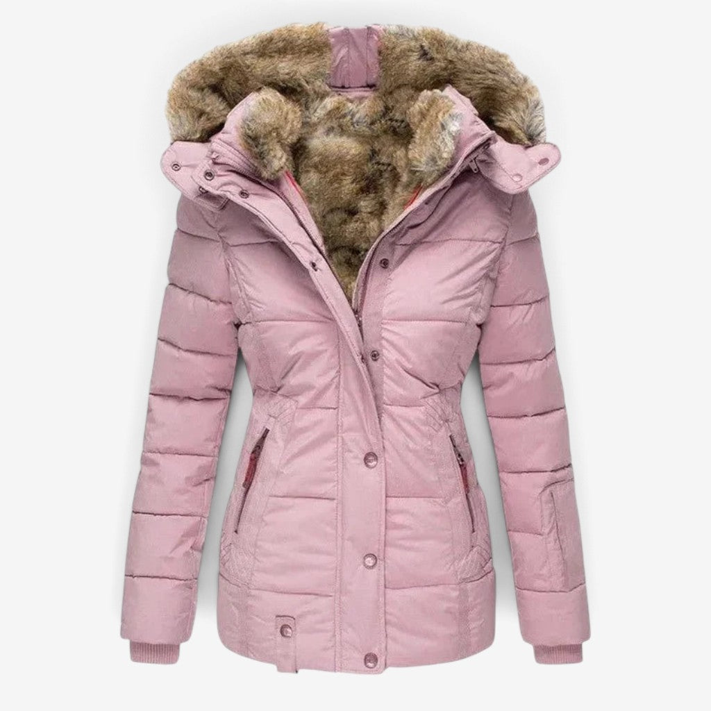 Pufflen - Langer Damen-Wintermantel mit abnehmbarer Kapuze und mehreren Taschen