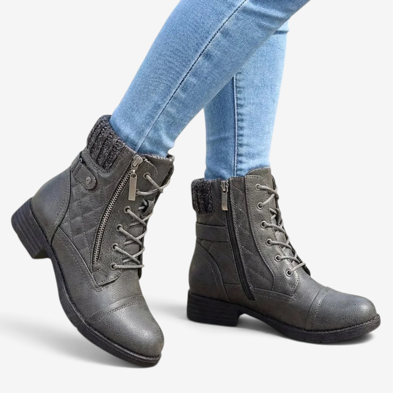 Quilven - Gestepptes Stiefeletten mit Rautenmuster und Schnürung