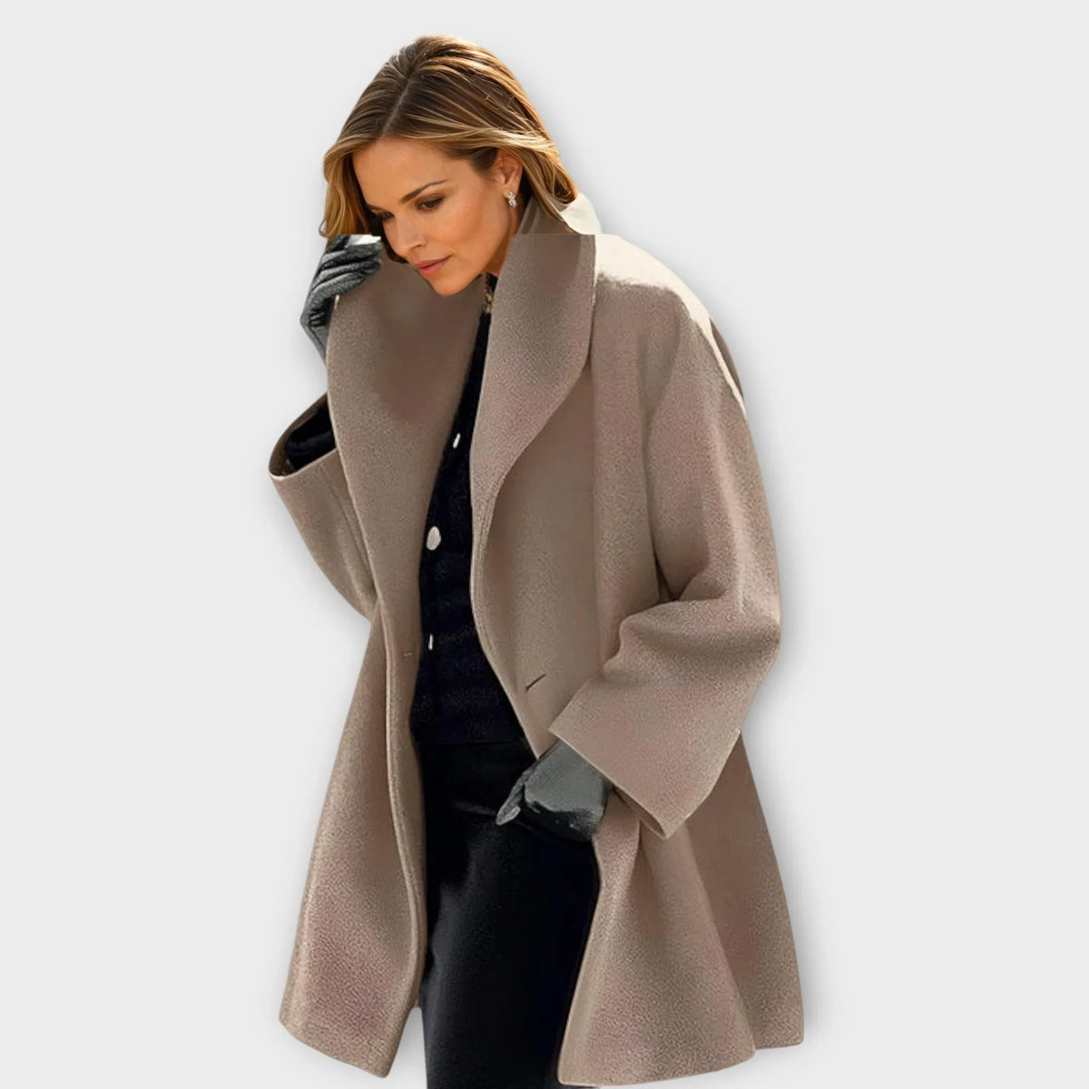 Hartley - Langer Mantel für Frauen mit breiten Revers und weiter Schnittführung
