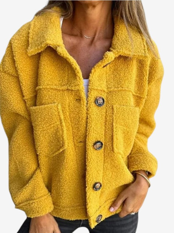 Teddlyn - Damen-Oversize-Mantel mit Teddystruktur und Knopfverschluss