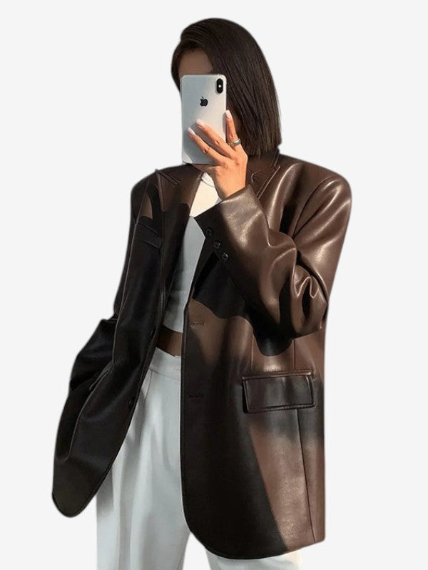 Pocketvex - Oversize Blazer für Damen mit Reverskragen und Knopfverschluss