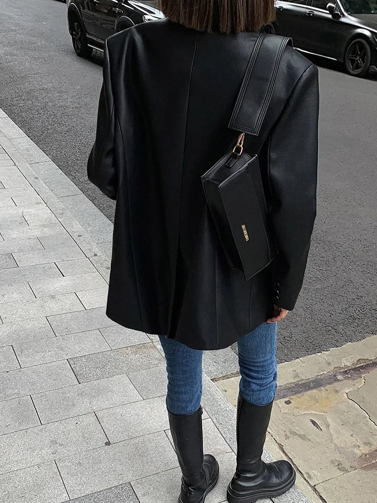 Pocketvex - Oversize Blazer für Damen mit Reverskragen und Knopfverschluss