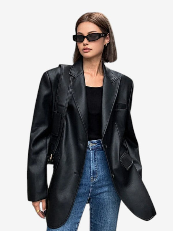 Pocketvex - Oversize Blazer für Damen mit Reverskragen und Knopfverschluss