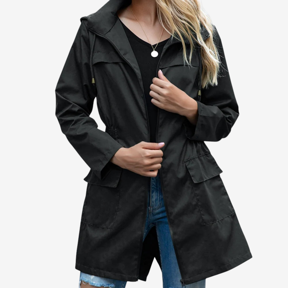 Zipnex - Damen-Jacke mit fester Kapuze und elastischer Taille