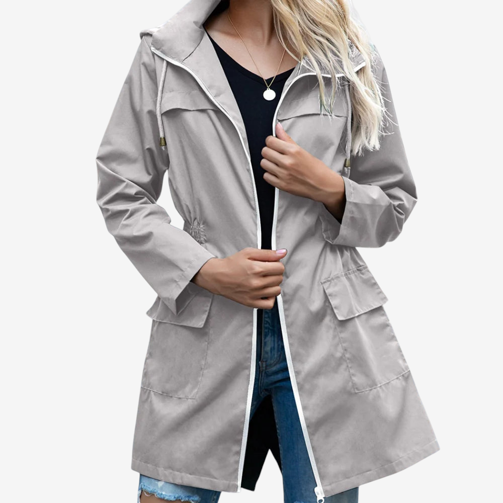 Zipnex - Damen-Jacke mit fester Kapuze und elastischer Taille
