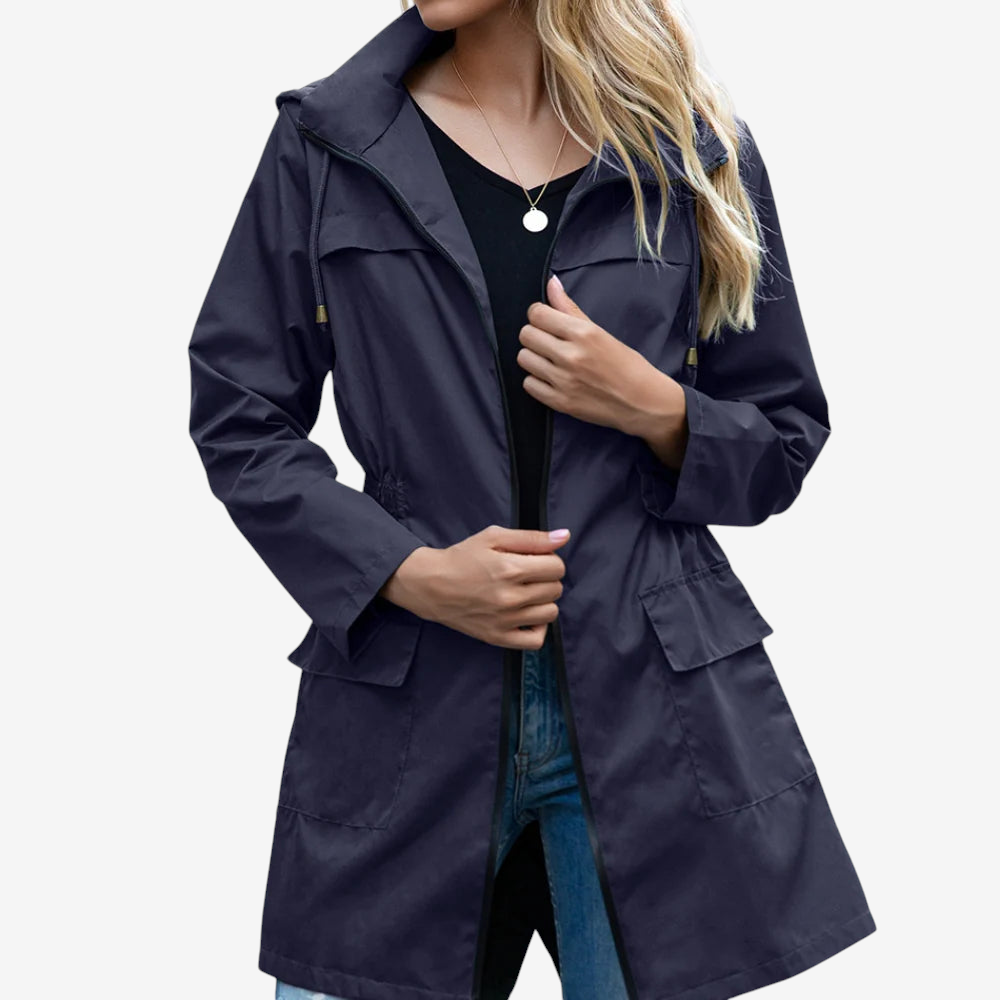 Zipnex - Damen-Jacke mit fester Kapuze und elastischer Taille