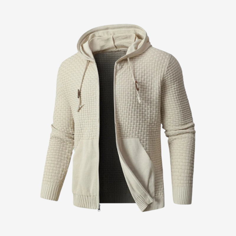 Ribmere - Herren-Sweatshirt mit Kapuze und Zopfmuster