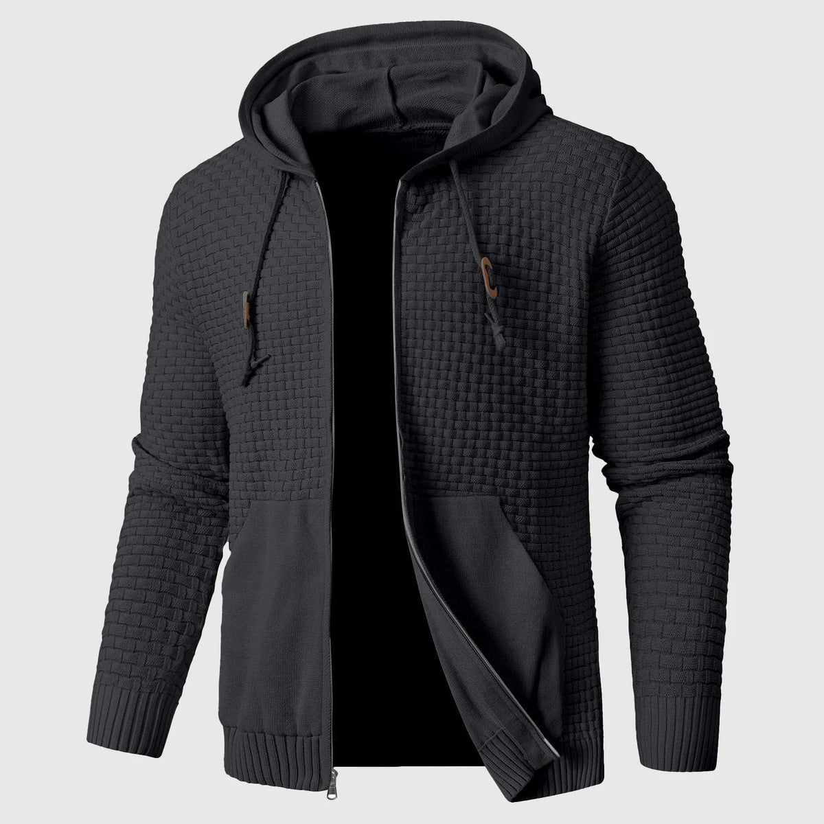 Ribmere - Herren-Sweatshirt mit Kapuze und Zopfmuster