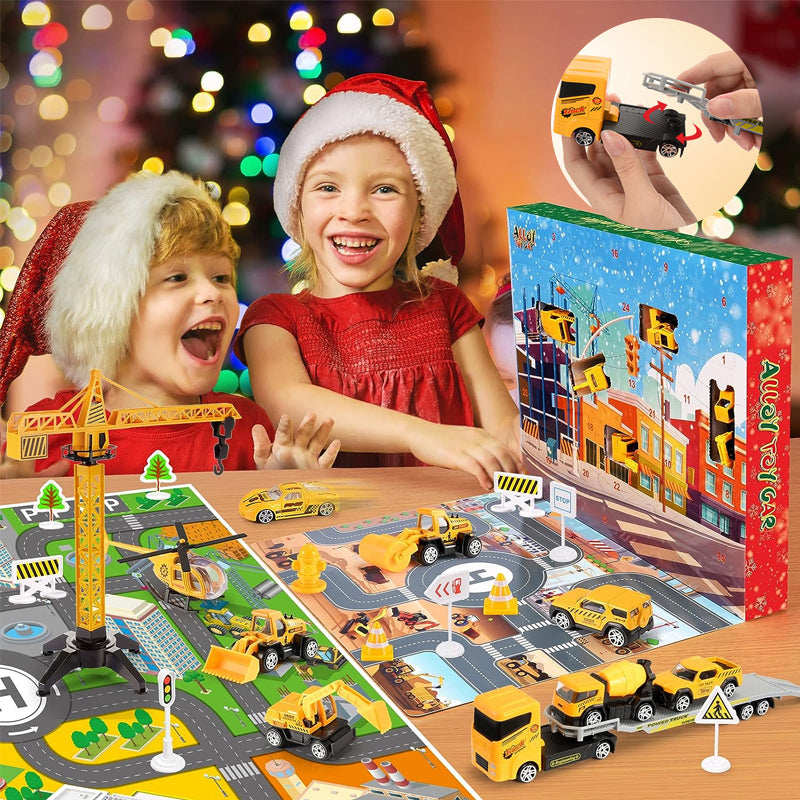 Buildvent - Adventskalender mit Baufahrzeugen und Spielbrett