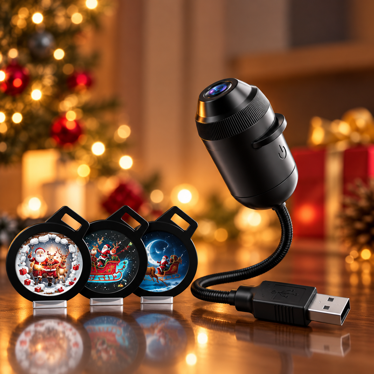 FestivoBeam - USB LED Projektorlampe mit Weihnachtsmotiven