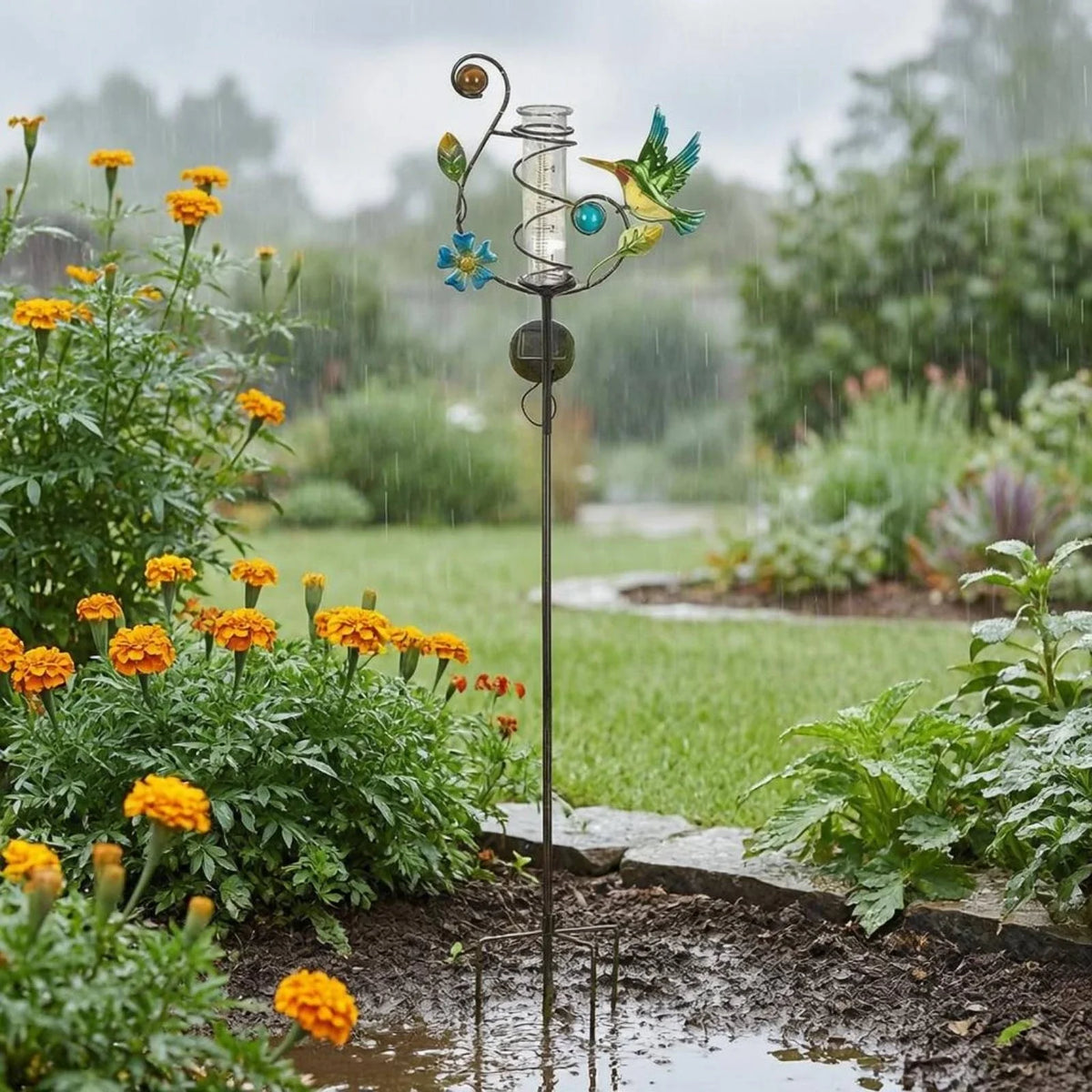 Rainspire - Solarbetriebener Garten-Regenmesser mit Spiraldesign