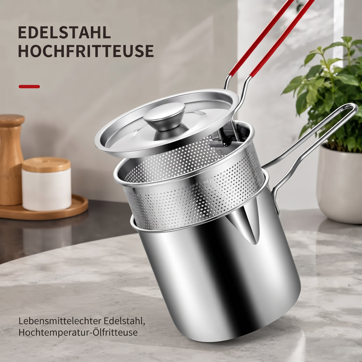Snackfry - Kompakte Edelstahl-Fritteuse mit Frittierkorb