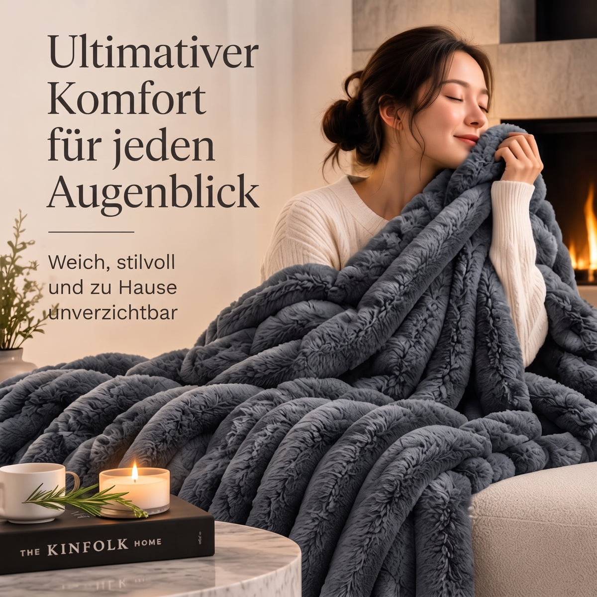 Fleecora - Flauschige Decke mit gerippter Struktur