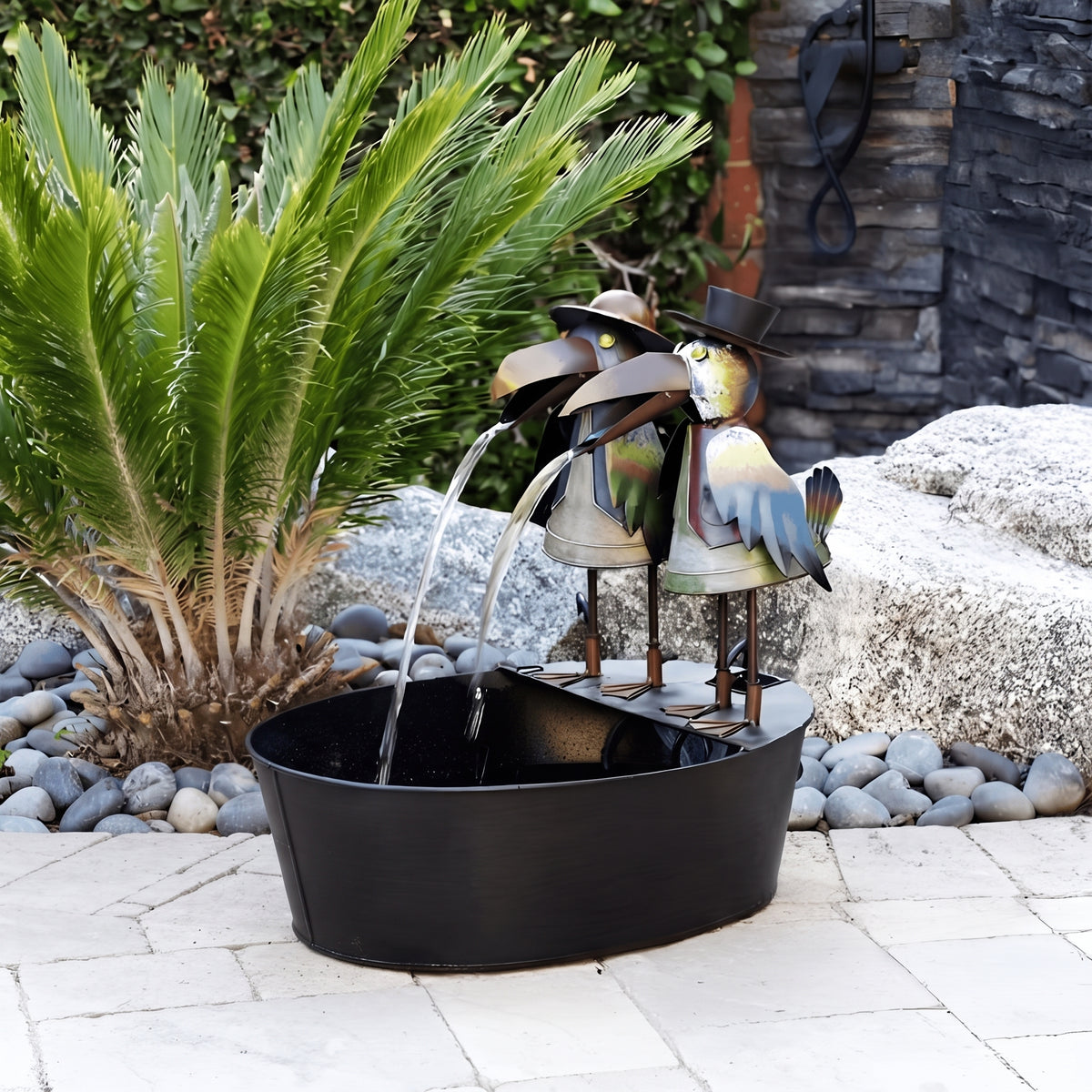 Spoutle - Dekorativer Gartenbrunnen mit Tiermotiv und Wasserbecken