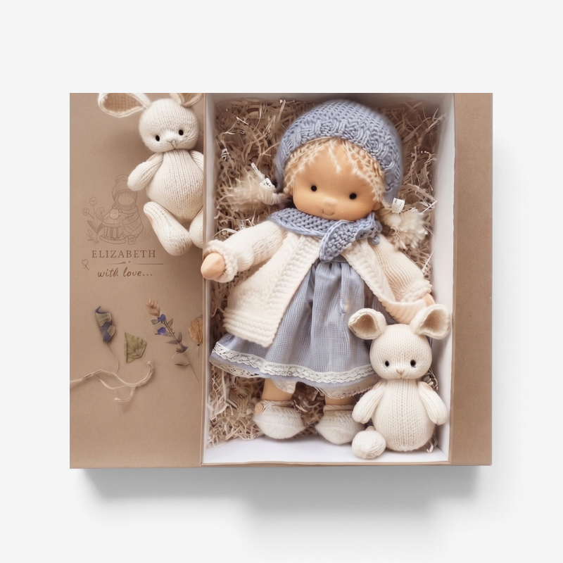 WillowDoll - Handgefertigte Waldorf-Puppe aus Baumwolle und Wolle