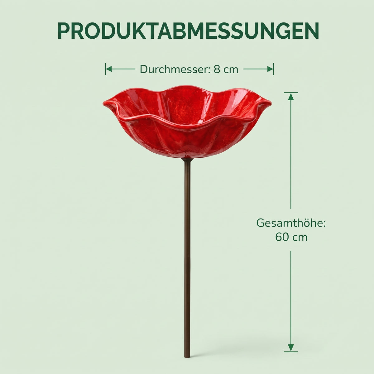 Petalbath - Vogelbad mit Klatschmohn-Design für den Garten